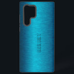 Metallic Turquoise Brushed Aluminium Look Samsung Galaxy Case<br><div class="desc">Image of a metallic blue-green turquoise background brushed aluminium look. Optional monogram.</div>
