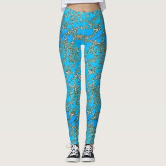Metallic Turquoise Design Leggings