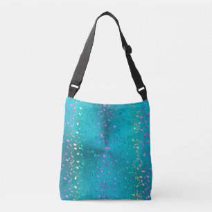 Metallic Turquoise with Colourful Music notes Crossbody Bag