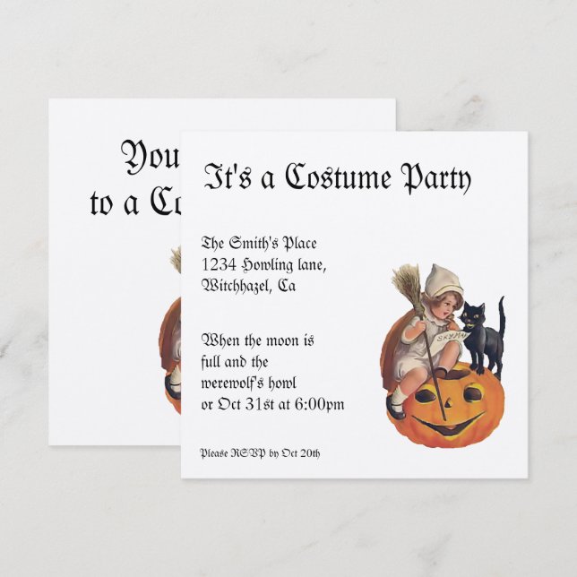 Metallic Vintage Halloween Invitation (Front/Back)