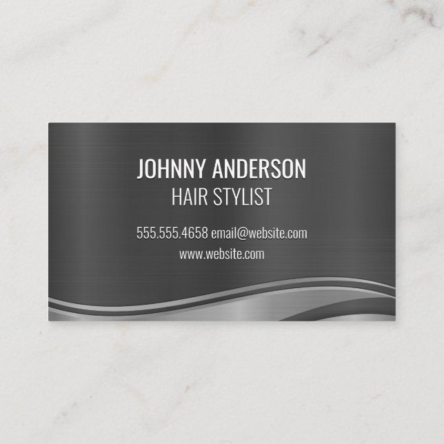 Metallic Wave | Barber Stylist Tools Appointment Card (Back)