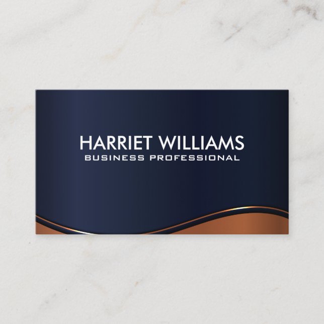 Metallic Wave | Dark Blue Business Card (Front)