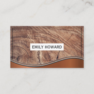 Metallic Wave Wood Grain Business Card