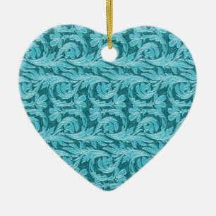 Metallic Waves, 2 Tone Teal Lt-Heart Ornament