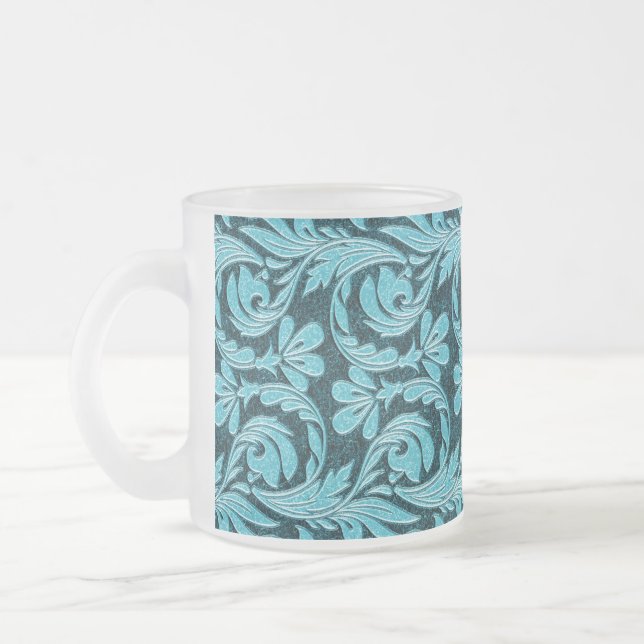 Metallic Waves 2Tone Teal Drk FROSTED MUG (Left)