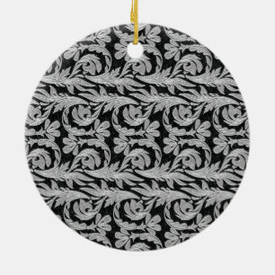 Metallic Waves, Black-White Round Ornament