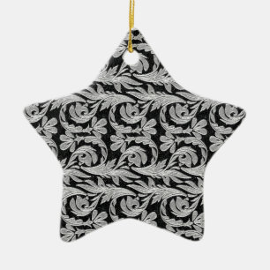 Metallic Waves, Black-White Star Ornament