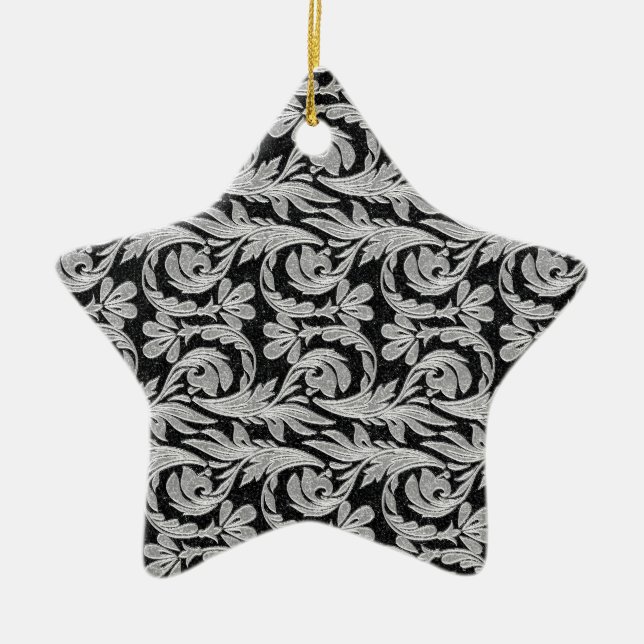 Metallic Waves, Black-White Star Ornament (Front)