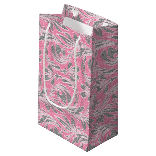 Metallic Waves-Light Pink-White-GIFT BAG s (Front Angled)