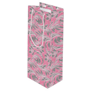 Metallic Waves-Light Pink-White-WINE GIFT BAG