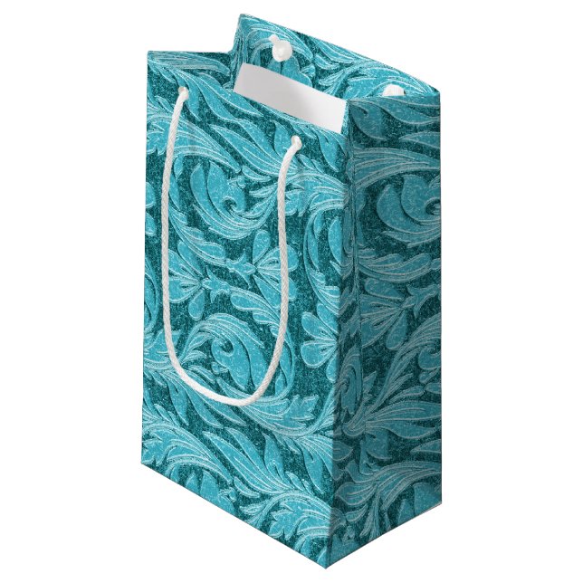 Metallic Waves-Light Teal-GIFT BAG s (Front Angled)