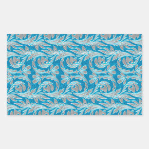Metallic Waves, Lt Blue-White Rectangle Stickers