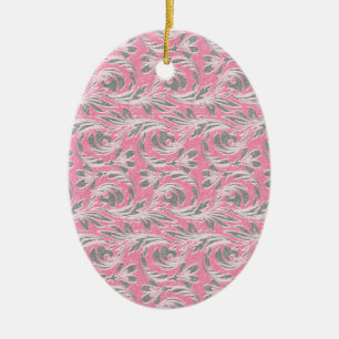 Metallic Waves, Lt Pink-White Ceramic Tree Decoration