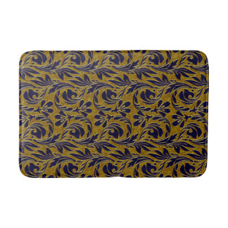 Metallic Waves,Navy-Gold-Medium Bath Mat