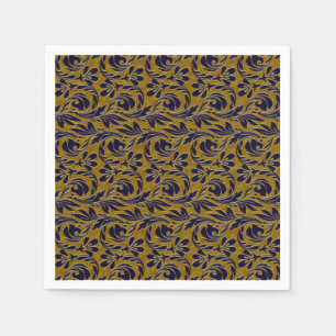 Metallic Waves-Navy-Gold-PAPER PARTY NAPKINS
