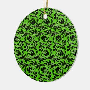 Metallic Waves, Neon-Black ROUND ORNAMENT