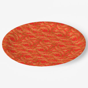 Metallic Waves-Orange-PAPER PARTY PLATES