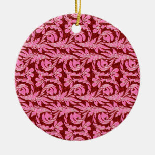 Metallic Waves, Pink-Red-Round Ceramic Ornament