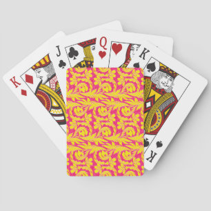 Metallic Waves Pink-Yellow Playing Cards