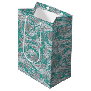 Metallic Waves-Seafoam-White-GIFT BAG m