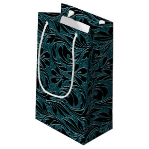 Metallic Waves-Teal-Black-GIFT BAG s