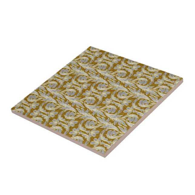 Metallic Waves, White-Gold CERAMIC TILE (Side)