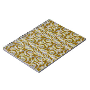 Metallic Waves, White-Gold SPIRAL NOTEBOOK