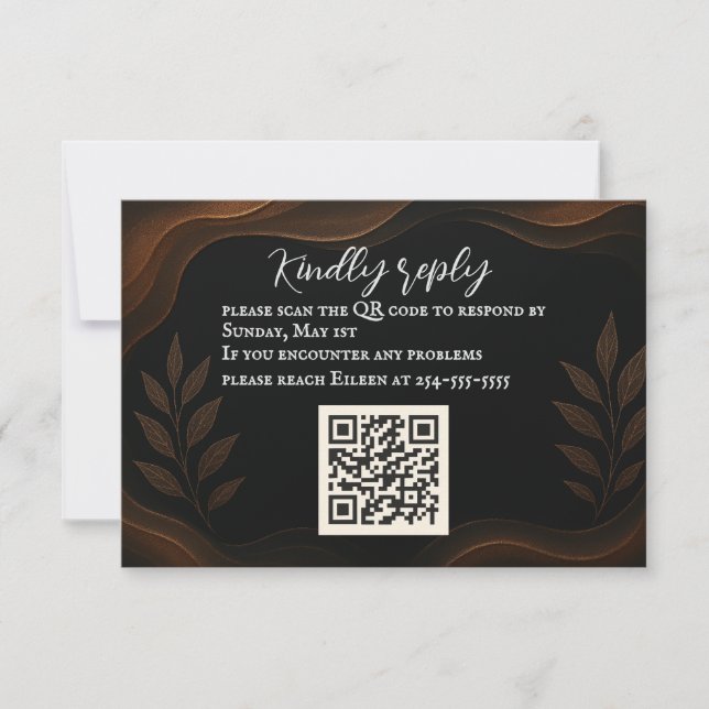 Metallic Whisper QR Code RSVP Card (Front)