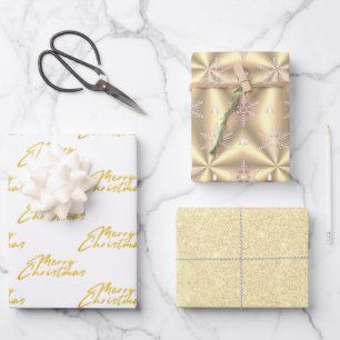 Metallic White Gold Platinum Christmas    Wrapping Paper Sheet