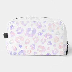 Metallic White Leopard Pattern Dopp Kit
