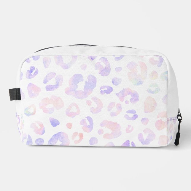 Metallic White Leopard Pattern Dopp Kit (Front)