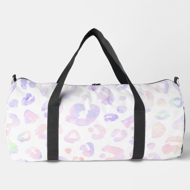 Metallic White Leopard Pattern Duffle Bag (Front)