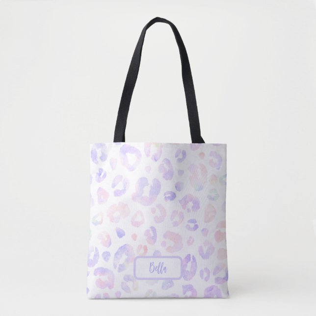 Metallic White Leopard Pattern Tote Bag (Front)