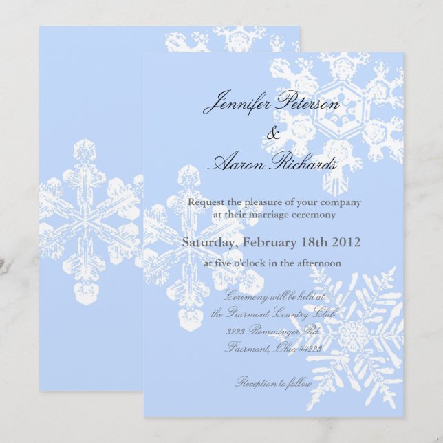 Metallic Winter Snowflake Wedding Invitation (Front/Back)