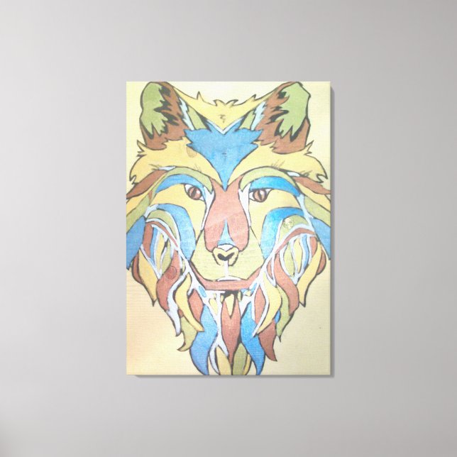 Metallic Wolf Original on Canvas Print (Front)