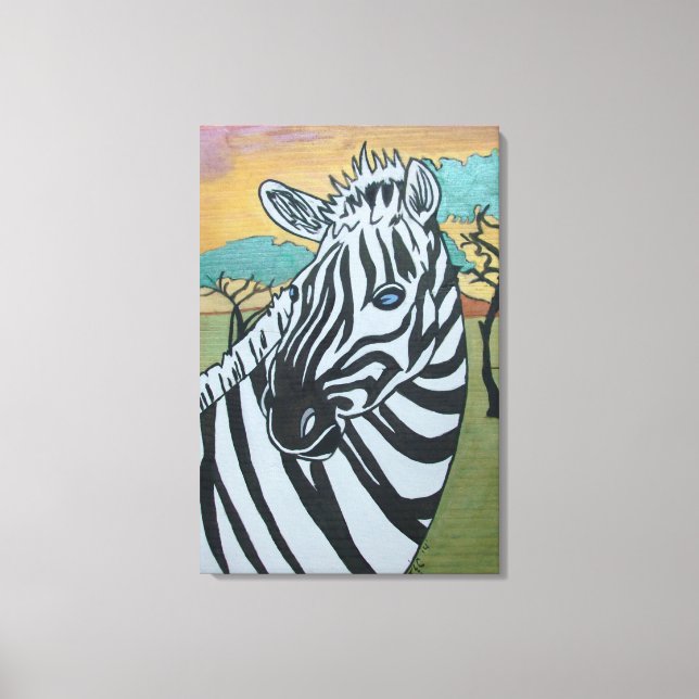Metallic Zebra Safari on Canvas (Front)