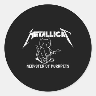 Metallicat Meowster Of Purrpets - Funny Cat 1  Classic Round Sticker
