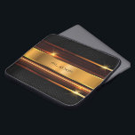 Metallicgold stripes black metallic mash laptop sleeve<br><div class="desc">Image of metallic gold stripes with black metallic mash.
Optional monogram.</div>