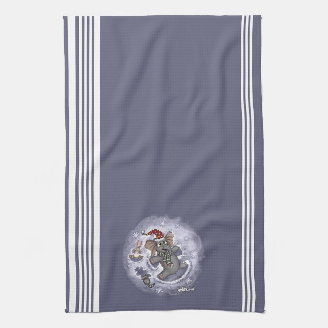 Metalphant Wilbur Snow Angels Kitchen Towel (Vertical)
