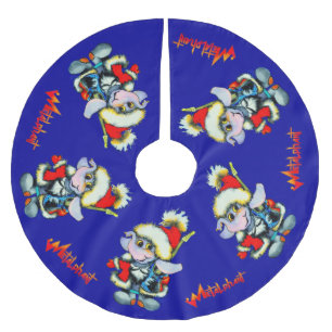 Metalphant Winter Holiday Tree Skirt - blue