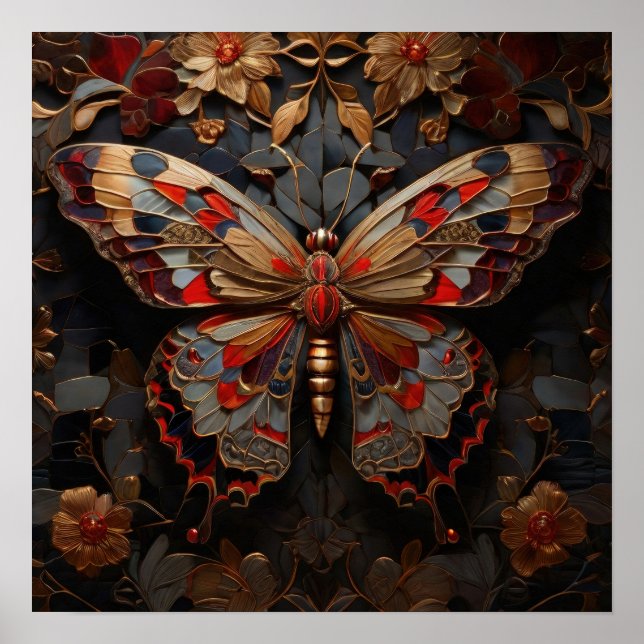 Metamorphic Elegance - Butterfly Digital Art Poster (Front)