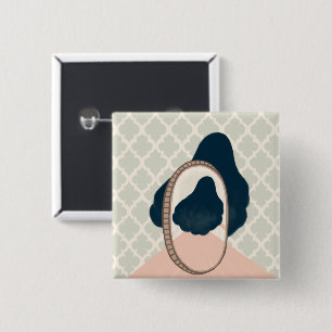 metaphor_15_a girl in the mirror 15 cm square badge
