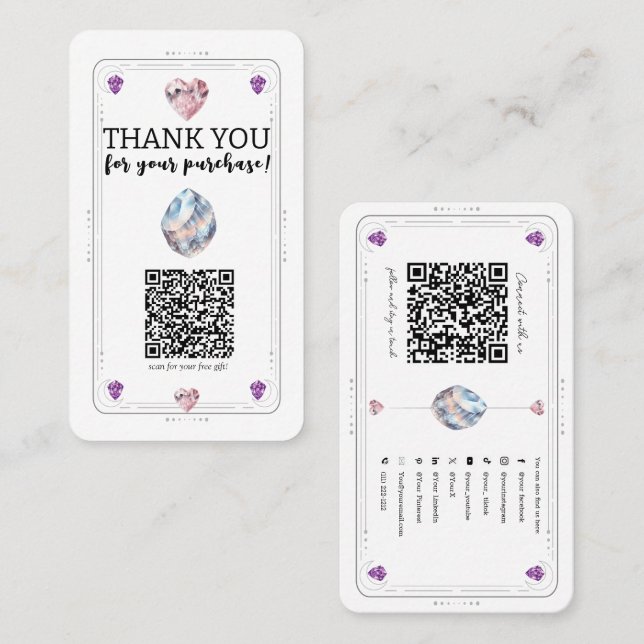 Metaphysical Crystals Quartz Social Media QR Business Card (Front/Back)