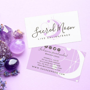 Metaphysical Moon Minimalist Purple Social Media Business Card
