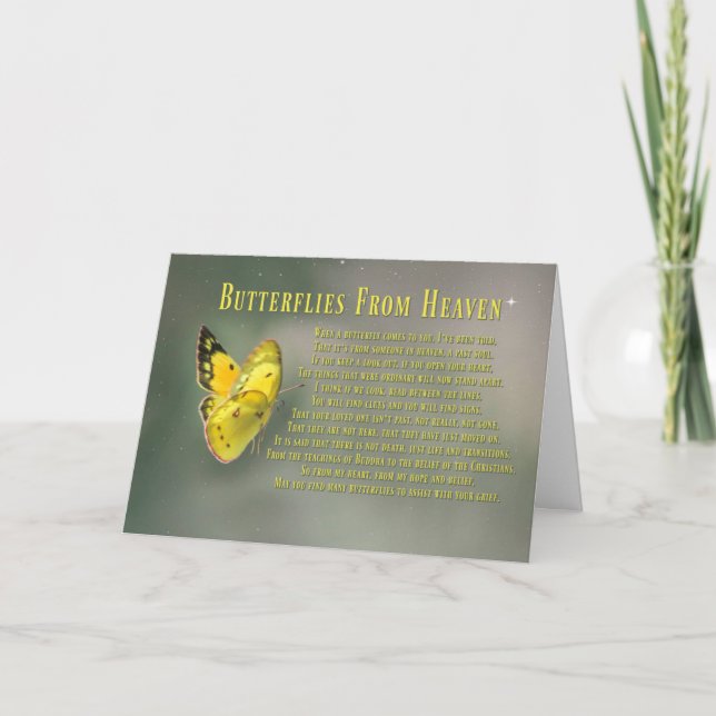 Metaphysical Spiritual Butterfly Sympathy Card (Front)