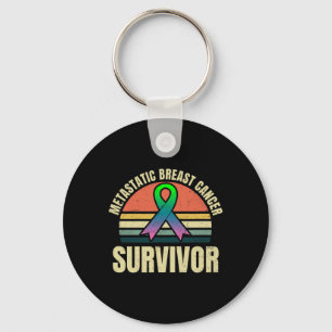 Metastatic Breast Cancer Awareness Design Retro Su Key Ring