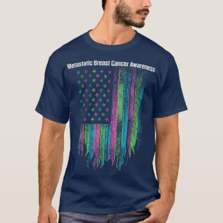 Metastatic Breast Cancer Awareness Flag Warrior  T-Shirt