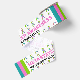 Metastatic Breast Cancer Awareness Pattern Ribbon Grosgrain Ribbon