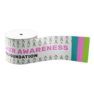 Metastatic Breast Cancer Awareness Pattern Ribbon Grosgrain Ribbon