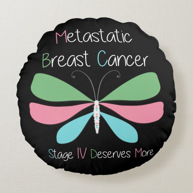 Metastatic Breast Cancer Awareness Round Cushion (Front)